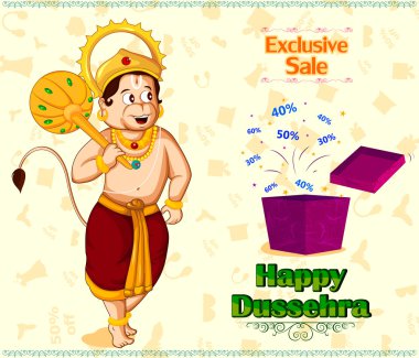 Lord Hanuman mutlu Dussehra promosyon teklifi sunan