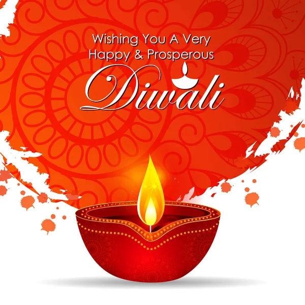 Feliz Diwali decorado diya lámpara en el festival de la luz de la India saludo fondo Vector De Stock