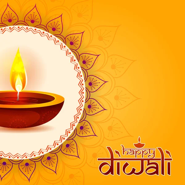 Happy Diwali decorado lâmpada diya no festival de luz da Índia saudação fundo Ilustrações De Stock Royalty-Free