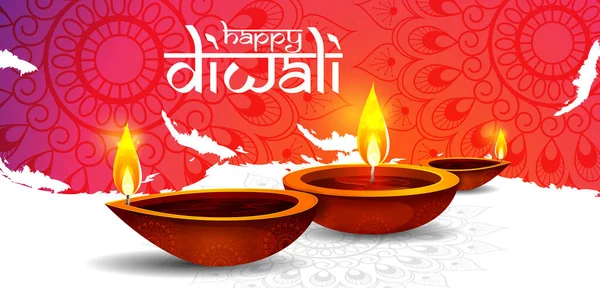 Happy Diwali decorado lâmpada diya no festival de luz da Índia saudação fundo Gráficos De Vetores
