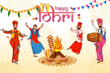 Festival Hindistan ürün toplama Lohri Punjabi dini bayram arka plan mutlu