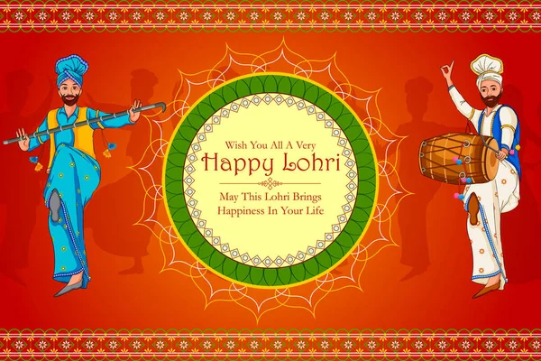 Счастливый религиозный праздник Лохри-пенджаби в Индии — стоковый вектор