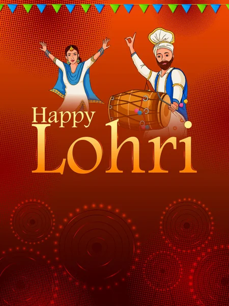 Festival Hindistan ürün toplama Lohri Punjabi dini bayram arka plan mutlu — Stok Vektör
