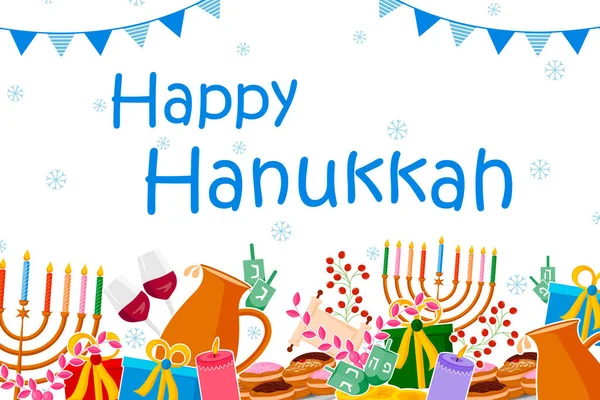 Feliz Hanukkah Israel férias saudação fundo — Vetor de Stock