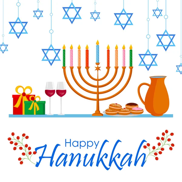 Feliz Hanukkah Israel férias saudação fundo — Vetor de Stock