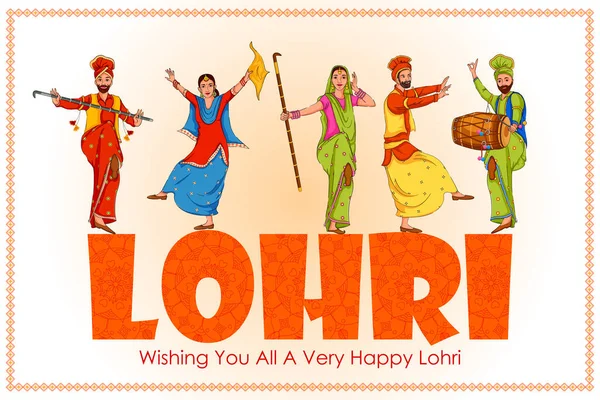 Happy Lohri Punjabi religious holiday background for harvesting festival of India Vector Graphics