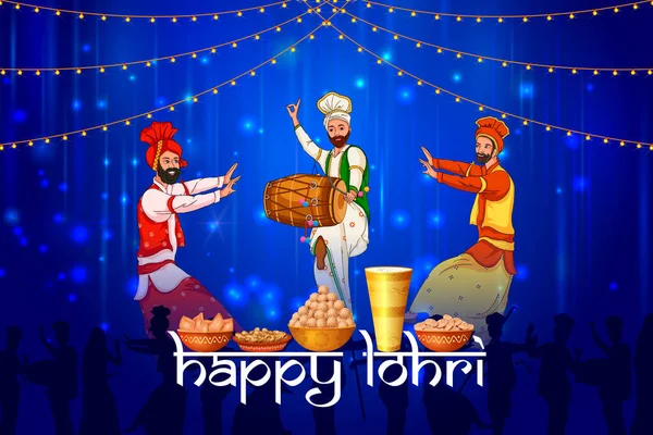 Happy Lohri Punjabi religious holiday background for harvesting festival of India Royalty Free Stock Vectors