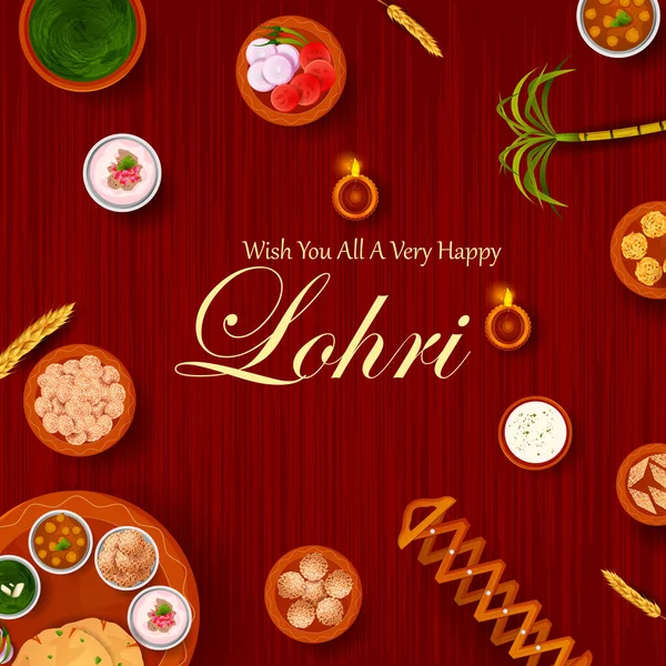 Felice festa religiosa Lohri Punjabi sfondo per la festa del raccolto in India Vettoriali Stock Royalty Free