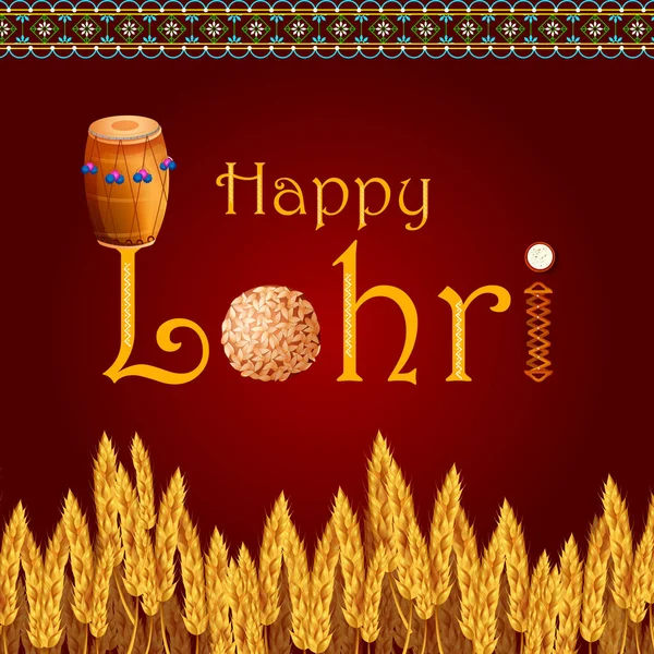 Happy Lohri Punjabi religious holiday background for harvesting festival of India Stock Illustration