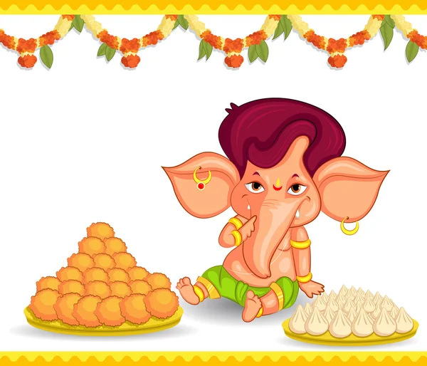 Lord Ganesha in vector for Happy Ganesh Chaturthi — Stock Vector
