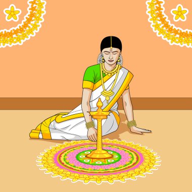 Hint Festivali Rangoli yapma kadın