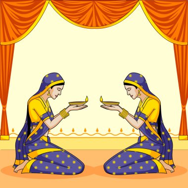 diwali diya Hintli kadın