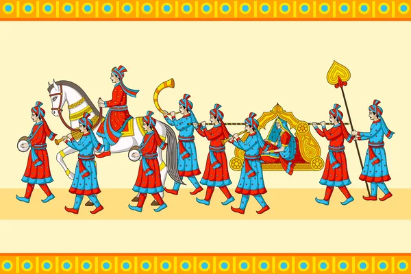 Indiase bruiloft baraat ceremonie — Stockvector