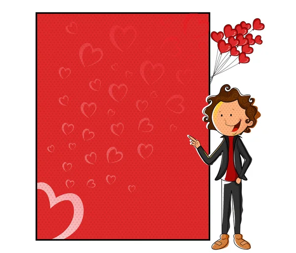 Boy standing with love blank board — Stock Vector