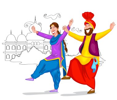 Dancing Punjabi couple clipart