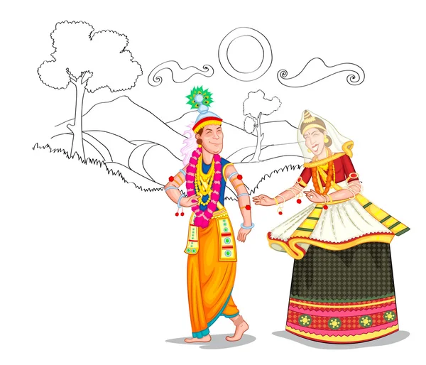 Taneční pár Manipuri — Stock fotografie