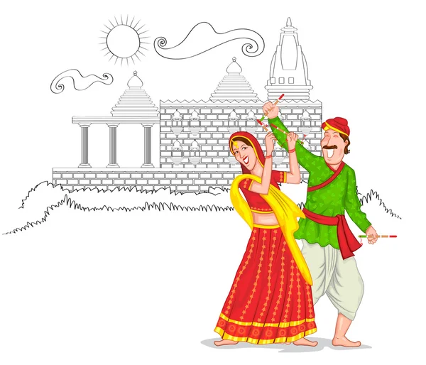 Danza Gujarati coppia — Foto Stock