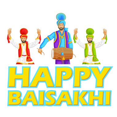 Sikh doing Bhangra, folk dance of Punjab, India for Happy Baisakh clipart