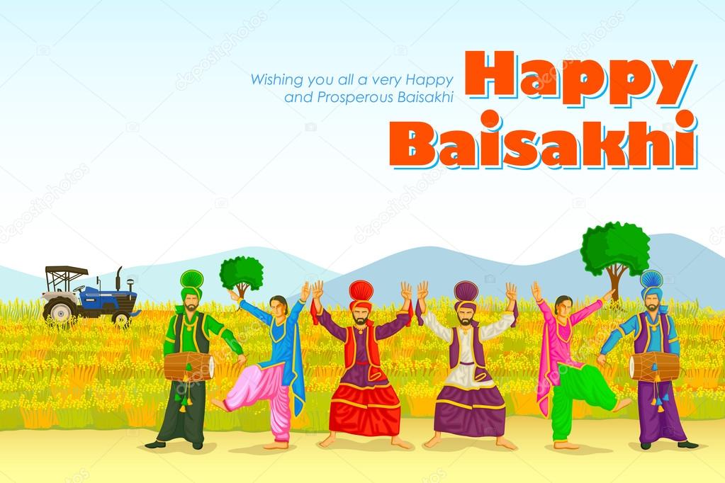 Sikh doing Bhangra, folk dance of Punjab, India for Happy Baisakh