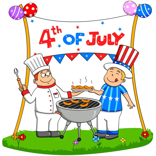 People celebrating 4th of July — Stock Vector