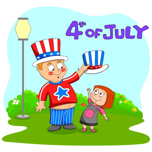 People celebrating 4th of July — Stock Vector