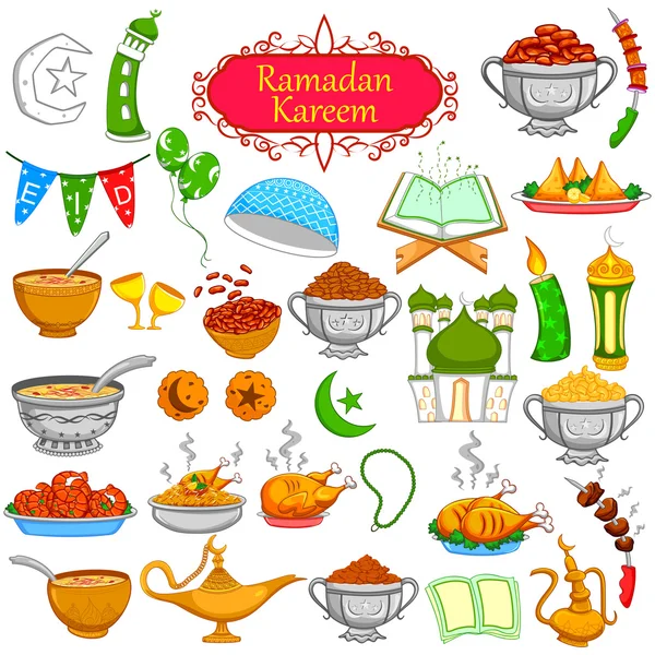 Ramadan Kareem diseñando objetos — Archivo Imágenes Vectoriales