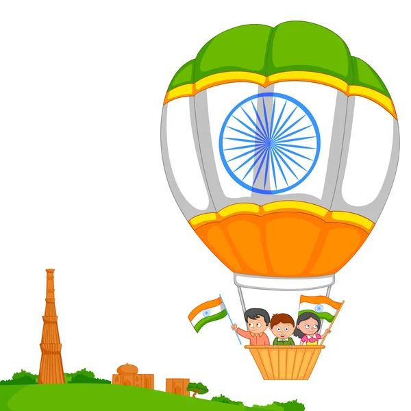 Indické dítě vyzdvihnutí vlajka Indie — Stockový vektor