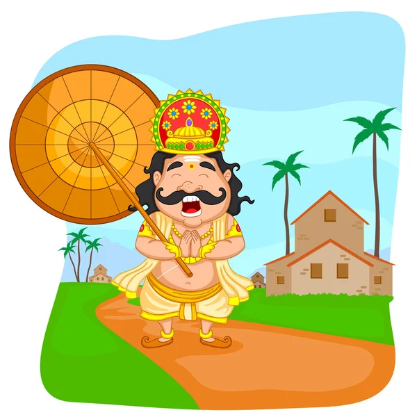 Rey Mahabali para el festival Onam — Vector de stock