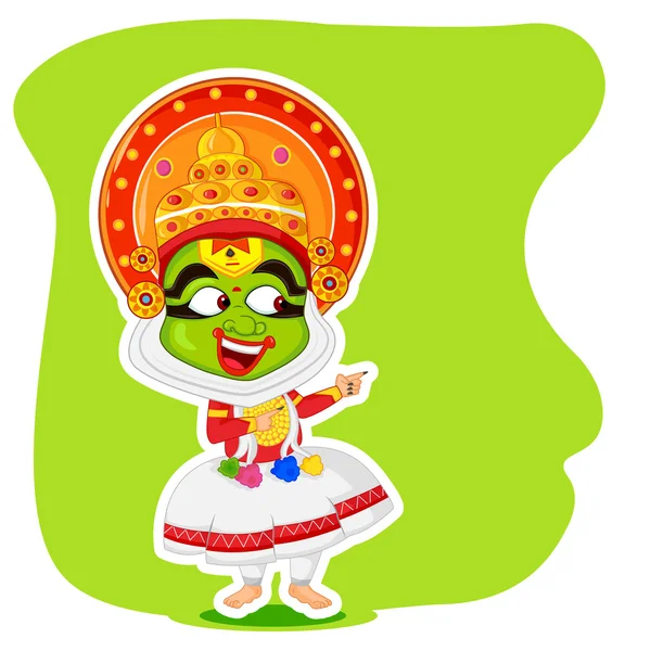 Kathakali danseuse offrant vente de shopping pour Onam — Image vectorielle