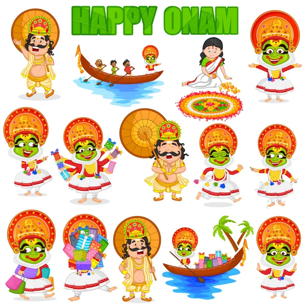 Rei Mahabali para o festival Onam — Vetor de Stock