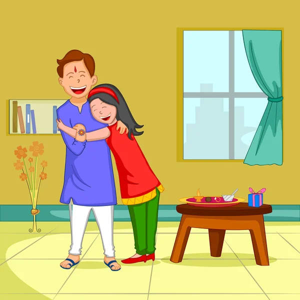 Brother and Sister in Raksha Bandhan — Stock Vector