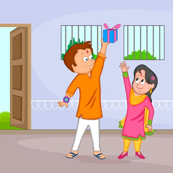 Frère et sœur à Raksha Bandhan — Image vectorielle