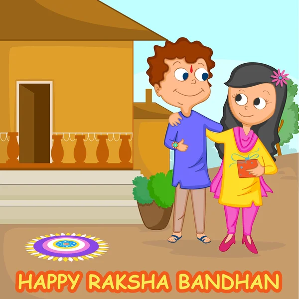 Hermano y hermana en Raksha Bandhan — Archivo Imágenes Vectoriales