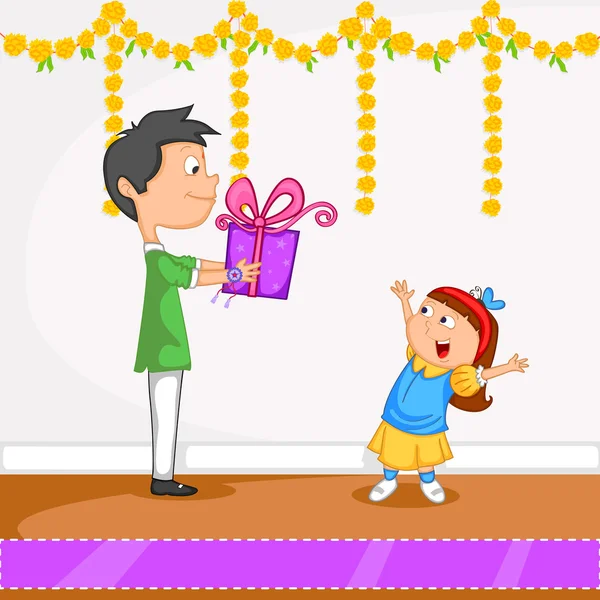 Brother and Sister in Raksha Bandhan — Stock Vector