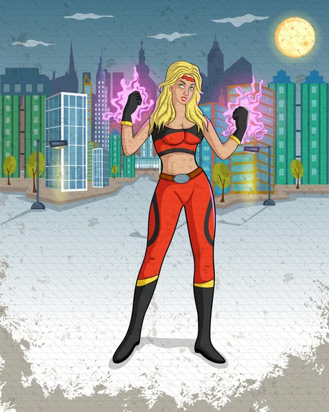 Komik gaya retro Superwoman - Stok Vektor