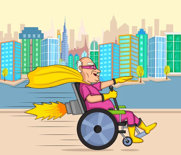 レトロなスタイルのコミック スーパー ヒーロー老人 — ストックベクタ