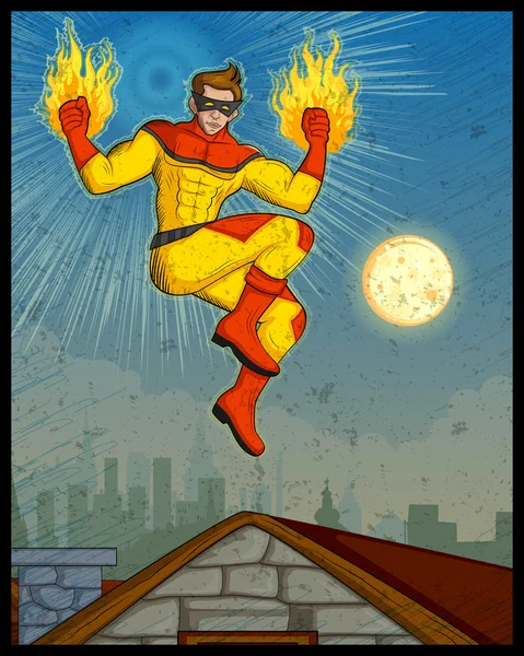 Komik gaya retro Superhero - Stok Vektor