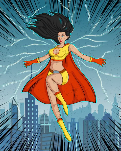 Fumetti stile retrò Superwoman — Vettoriale Stock