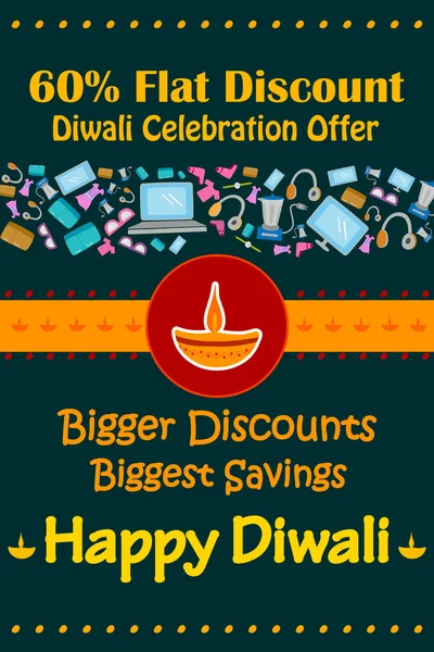 Feliz promoción de descuento Diwali venta — Vector de stock