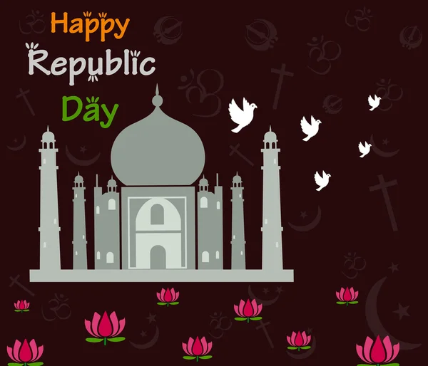 Boldog Köztársaság napja India a Tádzs Mahal — Stock Vector