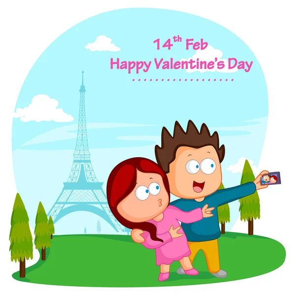 Couple d'amour dans Saint Valentin — Image vectorielle