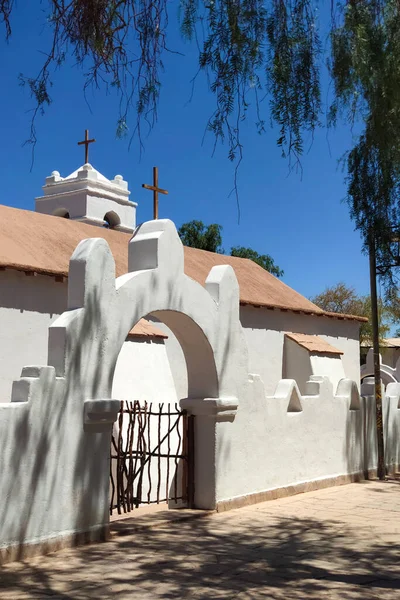 Fence Gate Located Church Sunny Day Street San Pedro Atacama — Stock Photo, Image