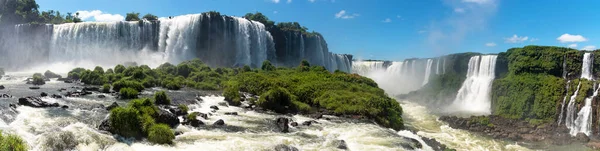 Picturesque Panoramic Landscape Majestic Powerful Iguazu Falls — Stock Photo, Image