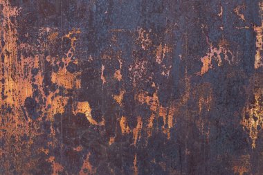 Eski paslı metal dokusu soyulmuş acı elementleriyle yakın çekim Rusty metal dokusu