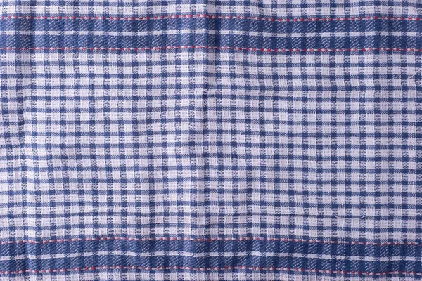 Texture of blue checkered cloth towel close-up — Stock Photo, Image