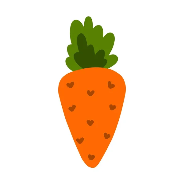 Zanahoria Naranja Linda Brillante Sobre Fondo Blanco Dibujos Animados Vectoriales — Vector de stock