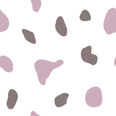 Beyaz arka planda pastel renklerde kusursuz vektör deseni. Soyut izole edilmiş gri ve açık mor noktaların arka planı. Baskı ve tekstil için resim.