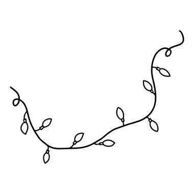 Beyaz bir arka planda karalama tarzında Noel çelengi. Tasarımınız için cam ampullerden oluşan bir çelengin el çizimi vektör çizimi çizimi. Kartpostallar ve posterler için izole edilmiş tatil eşyası. RGB