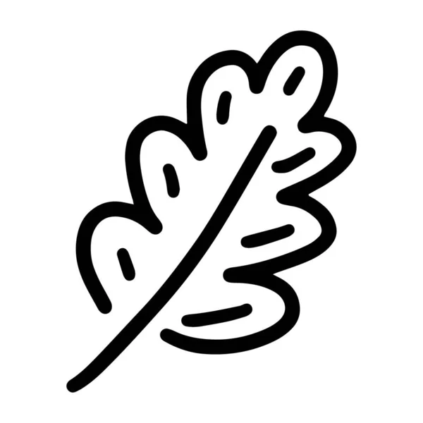 Дубовий Лист Doodle Ізольований Білому Тлі Чорно Білий Контур Векторні — стоковий вектор