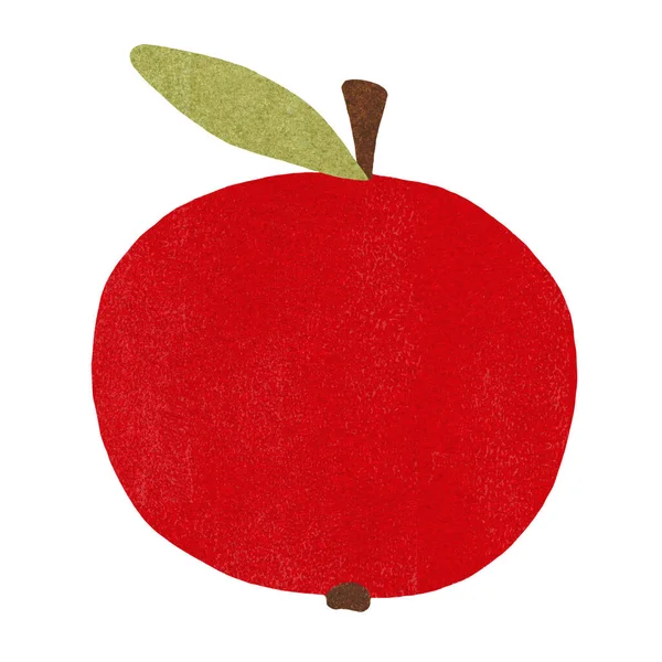 Ilustración Una Manzana Roja Brillante Con Una Hoja Verde Sobre — Foto de Stock